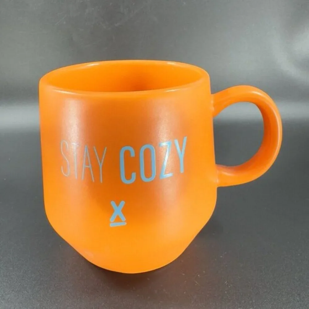 Ceramic‎ Coffee Mug Cup Stay Cozy Mug Cup Orange Glazed Drink ware Kitchenware